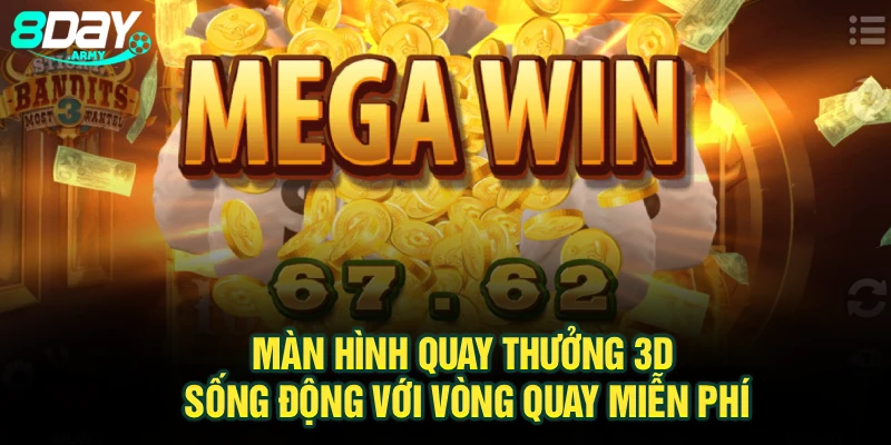 Màn hình quay thưởng 3D sống động với vòng quay miễn phí